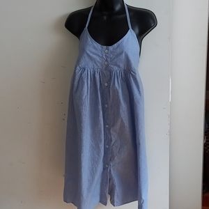 Pin Striped White & Blue Halter Dress